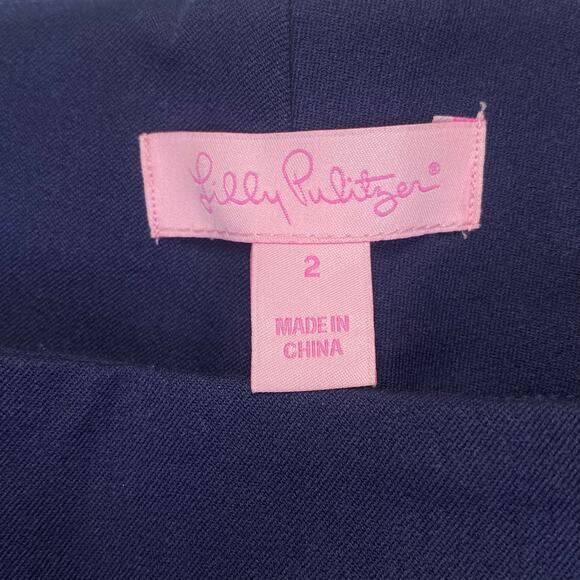 LILLY PULITZER Luxury Capri Pants in True Navy Blue Womens Sz 2 Stretch Twill - Picture 3 of 9